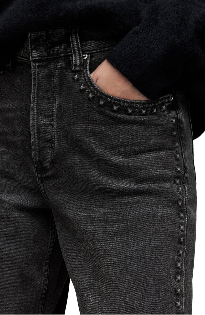 AllSaints April Studded Straight Leg Jeans, Alternate, color, 