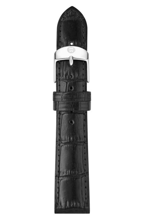 Michele 18mm Croc Embossed Watch Strap In Black