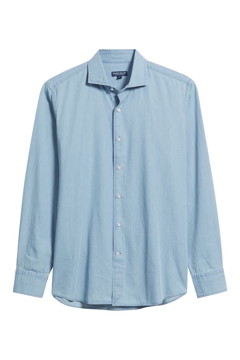 Crown Crafted Elio Cotton Button-Up Shirt, Alternate, color, LIGHT INDIGO
