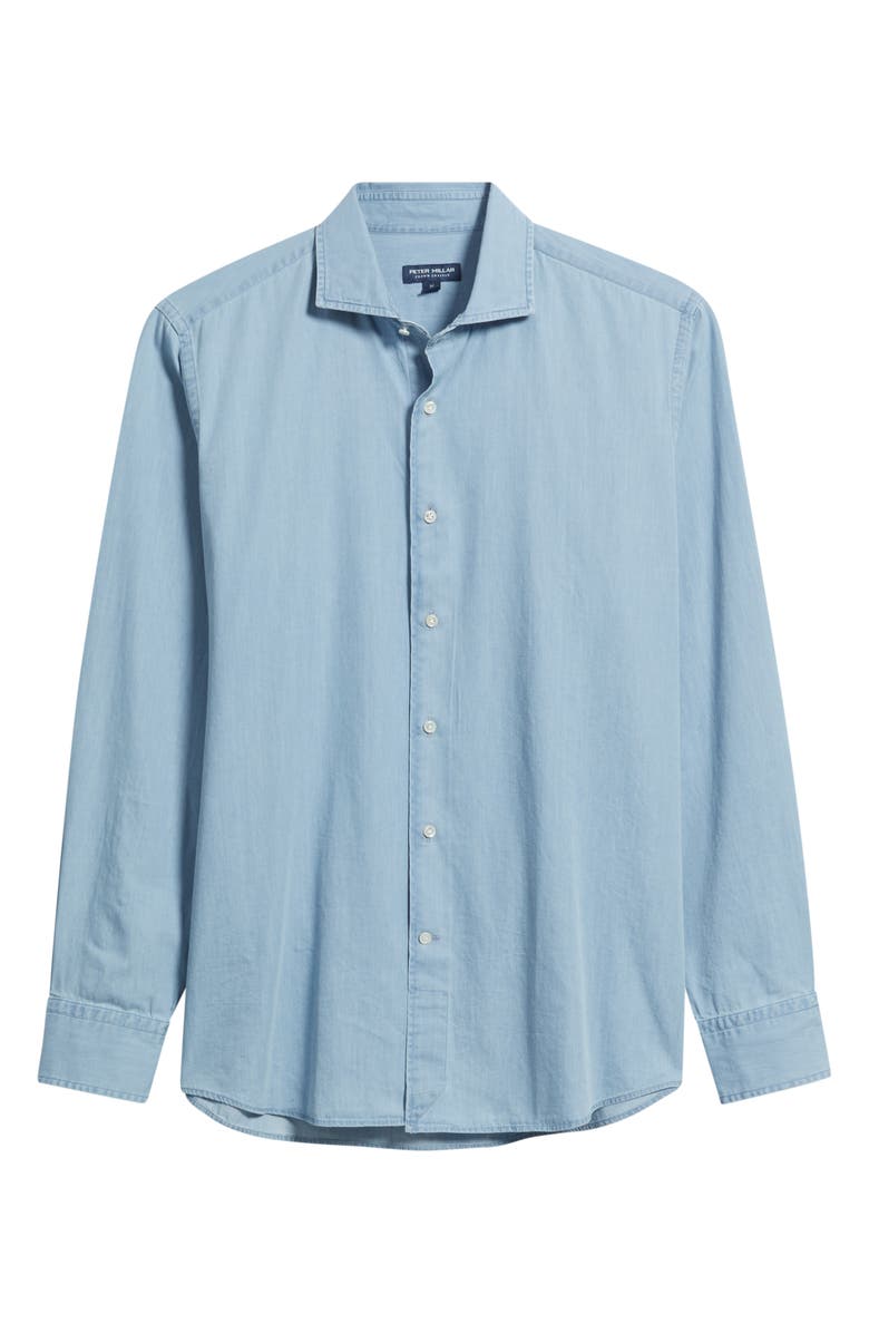 Peter Millar Crown Crafted Elio Cotton Button-Up Shirt, Main, color, Light Indigo