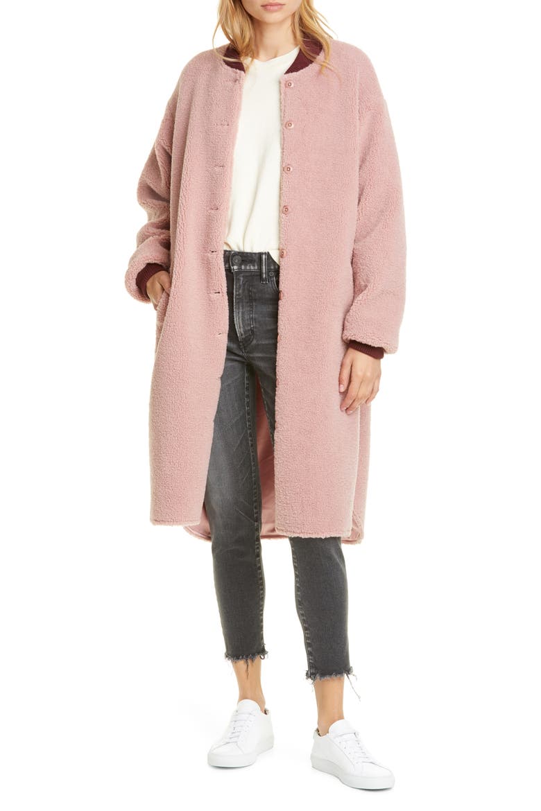 Longline Bomber Coat, Main, color, DUSTY ROSE