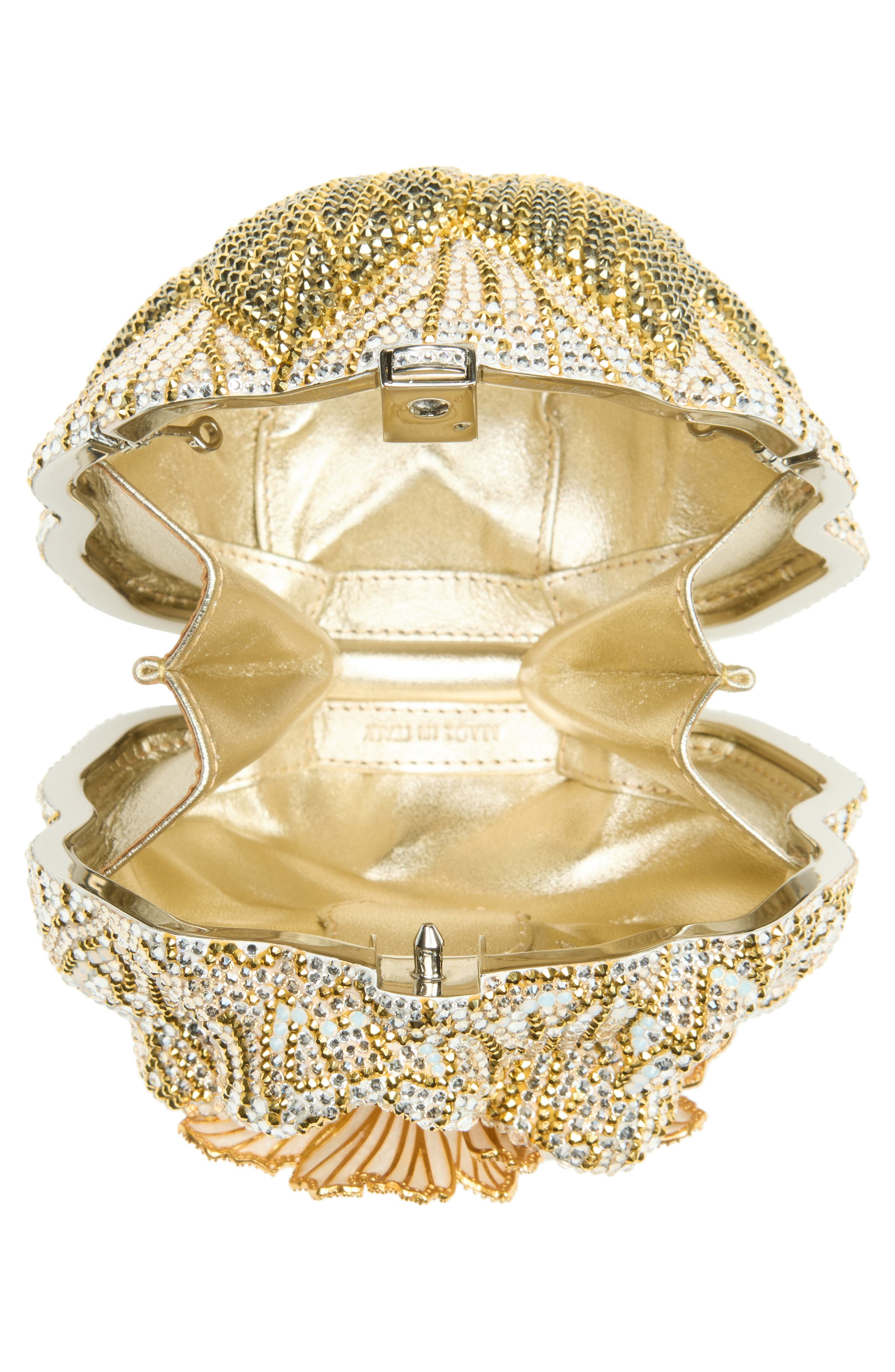 JUDITH LEIBER COUTURE Magnolia Crystal Minaudière, Alternate, color, Silver Rhine Multi