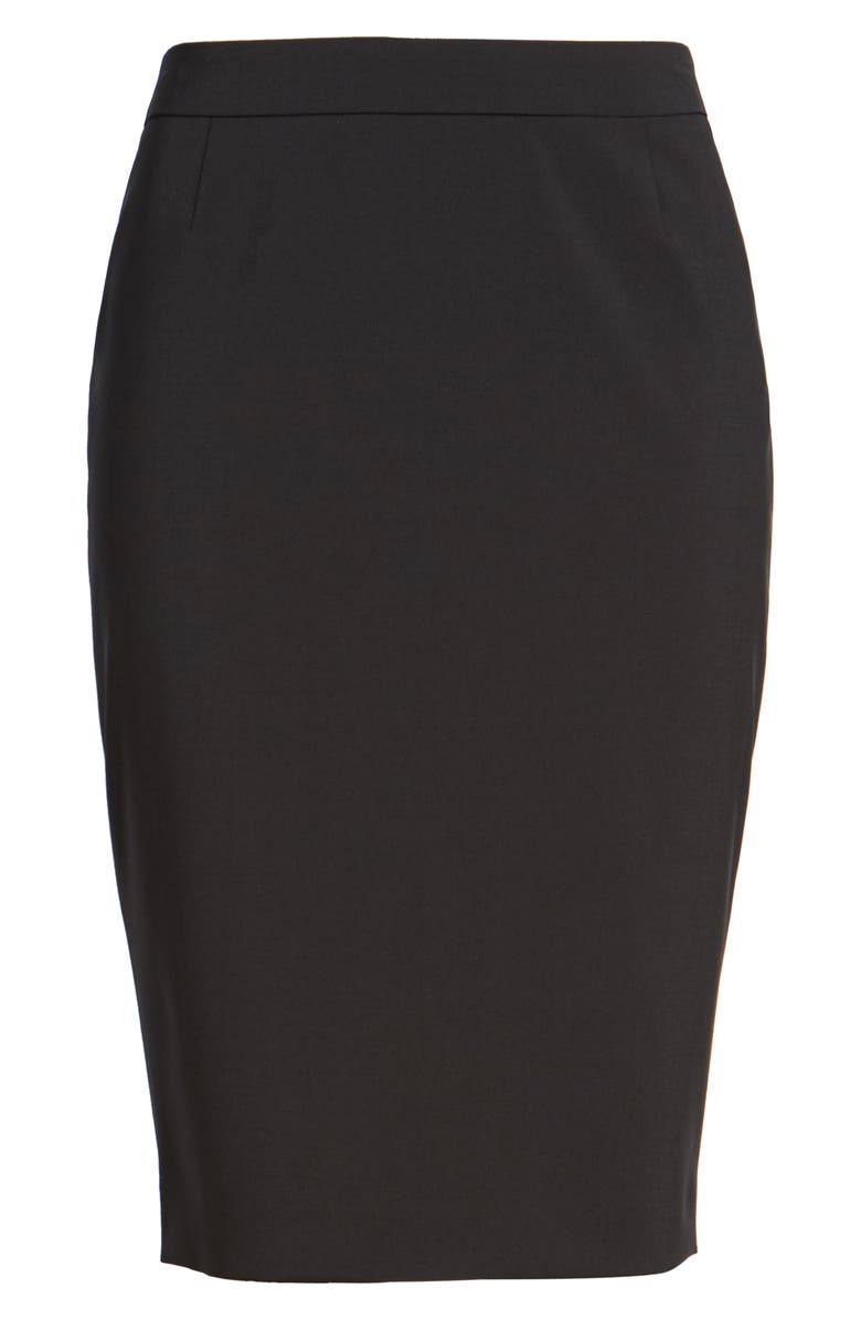 BOSS Vilea Tropical Stretch Wool Pencil Skirt, Alternate, color, Black