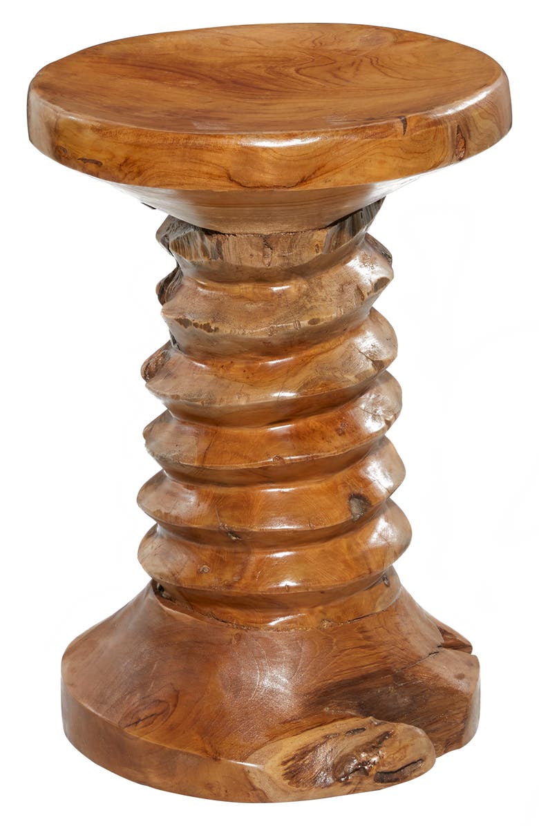 SONOMA SAGE HOME Brown Teakwood Rustic Accent Table with Coiled Base, Main, color, 