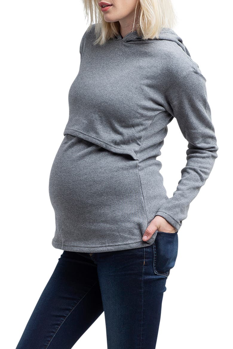 Rory Maternity/Nursing Hoodie, Alternate, color, GRAY