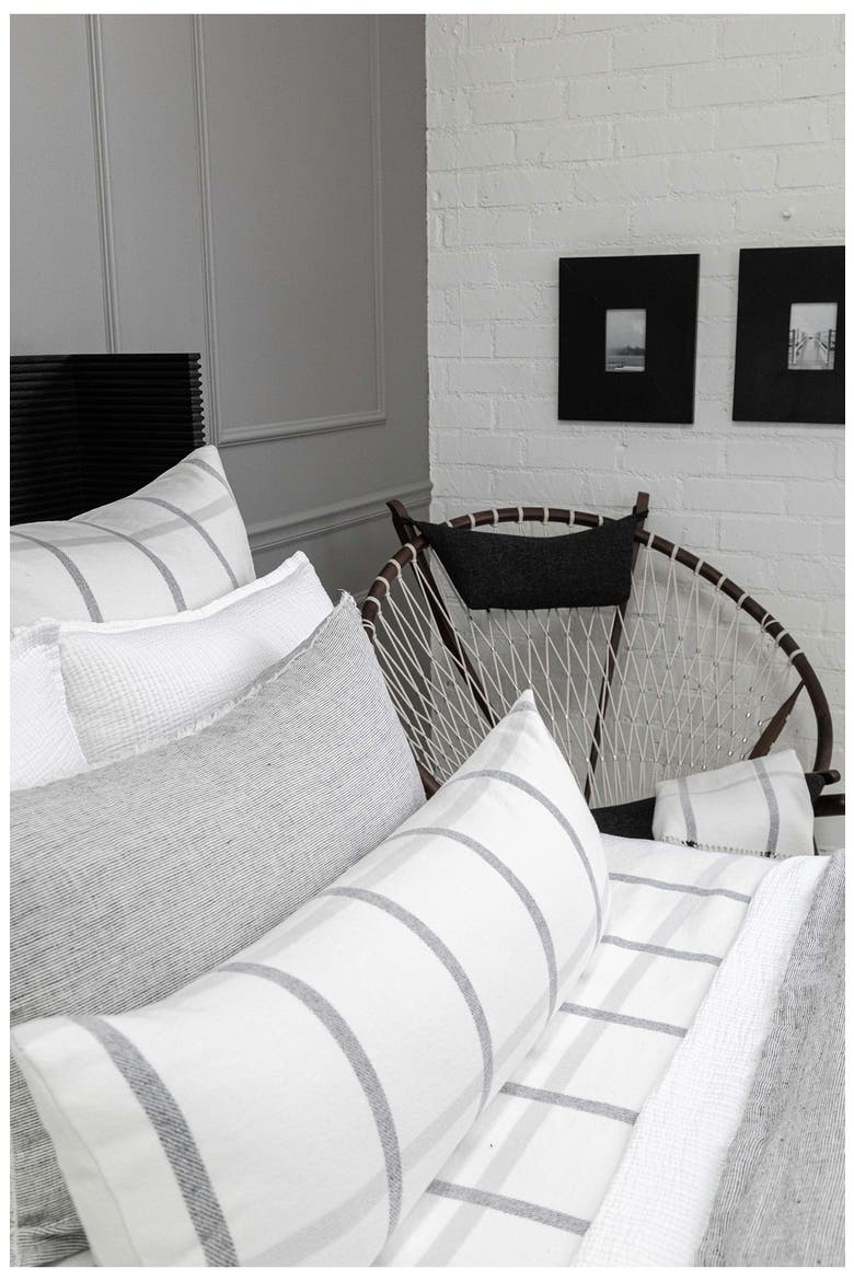 Copenhagen Windowpane Check Cotton Lumbar Accent Pillow, Alternate, color, WHITE/GREY