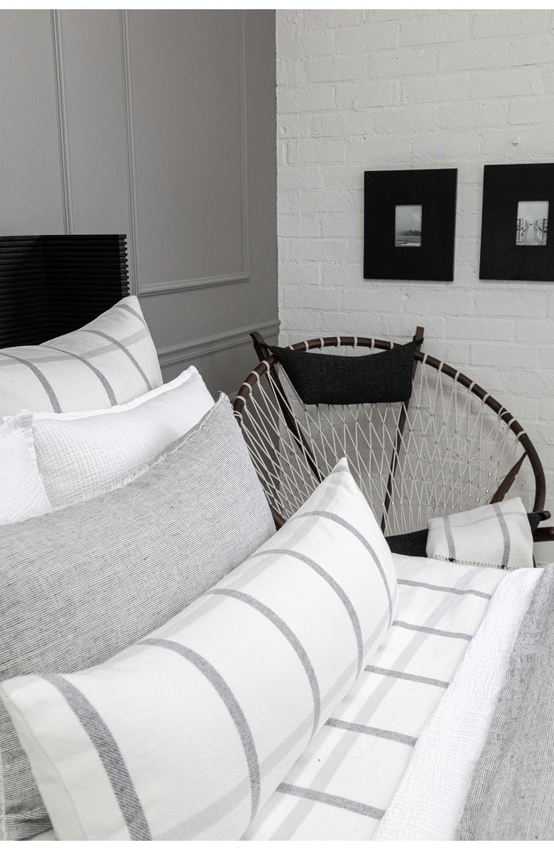 Pom Pom at Home Copenhagen Windowpane Check Cotton Lumbar Accent Pillow, Alternate, color, White/Grey