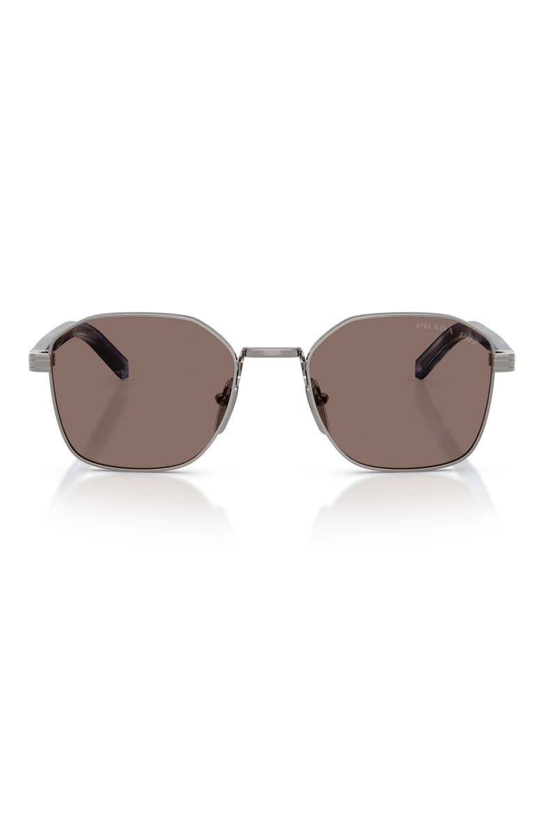 53mm Polarized Square Sunglasses, Main, color, GUNMETAL / LIGHT BROWN POLAR