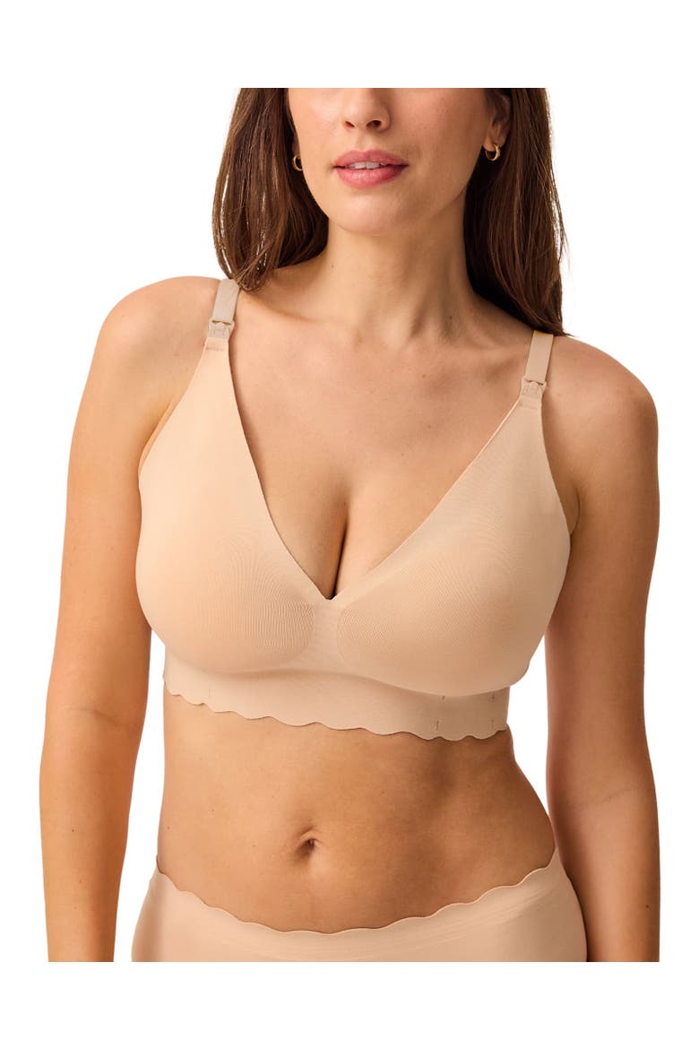 Barebond Cotton Maternity & Nursing Plunge Bra, Main, color, Sand