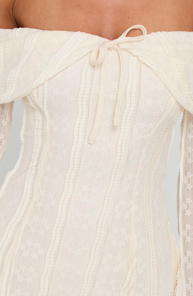 Princess Polly Colettie Off the Shoulder Long Sleeve Minidress, Alternate, color, Cream