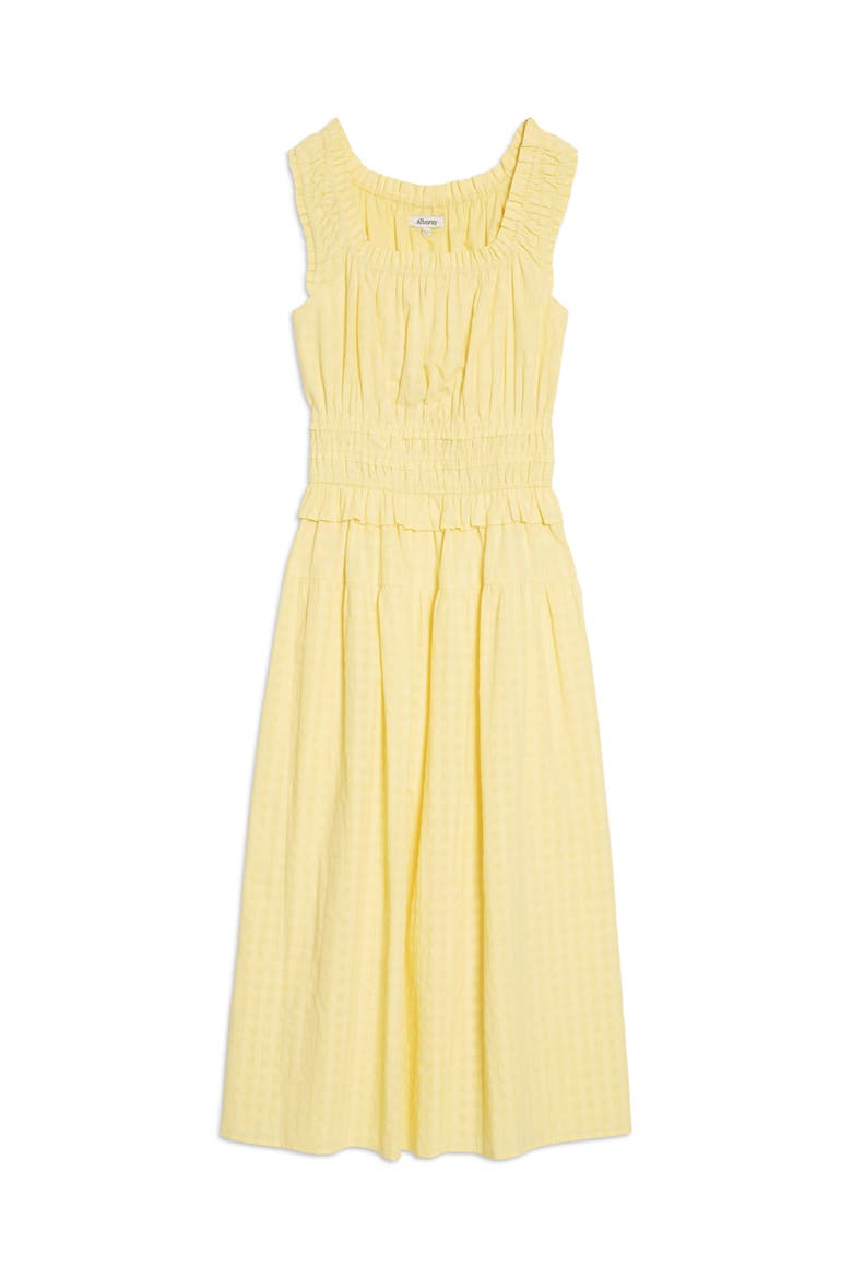 Seersucker Sleeveless Midi Dress, Alternate, color, Lemon