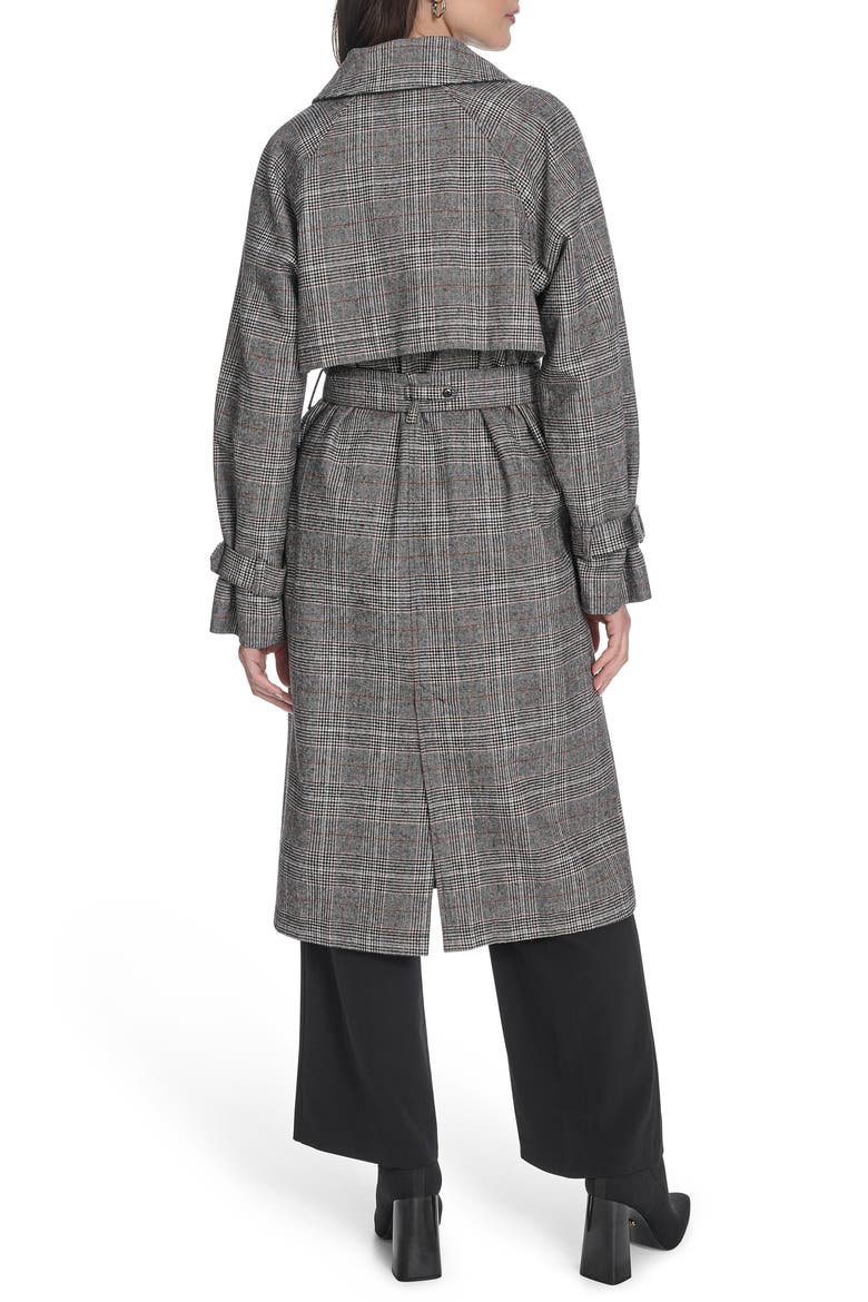 Belted Longline Coat, Alternate, color, BLK WHT