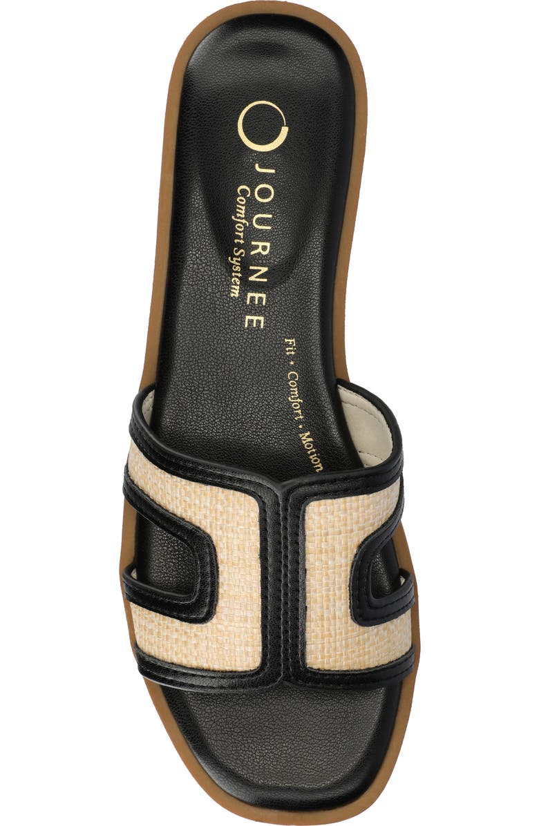 Journee Collection Primah Slide Sandal, Alternate, color, Black/Natural Raffia