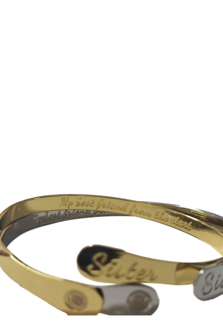 Sister Bracelets Engraved My best friend from the start, Alternate, color, Silver