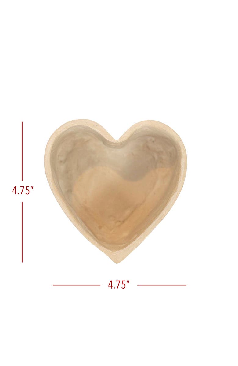 Foreside Home and Garden Heart Trinket Tray Jewelry Cream Paper Mache, Alternate, color, White