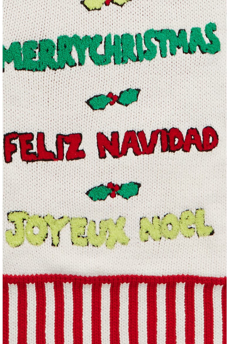 Merry Christmas Cotton Blend Scarf, Alternate, color, WHITE