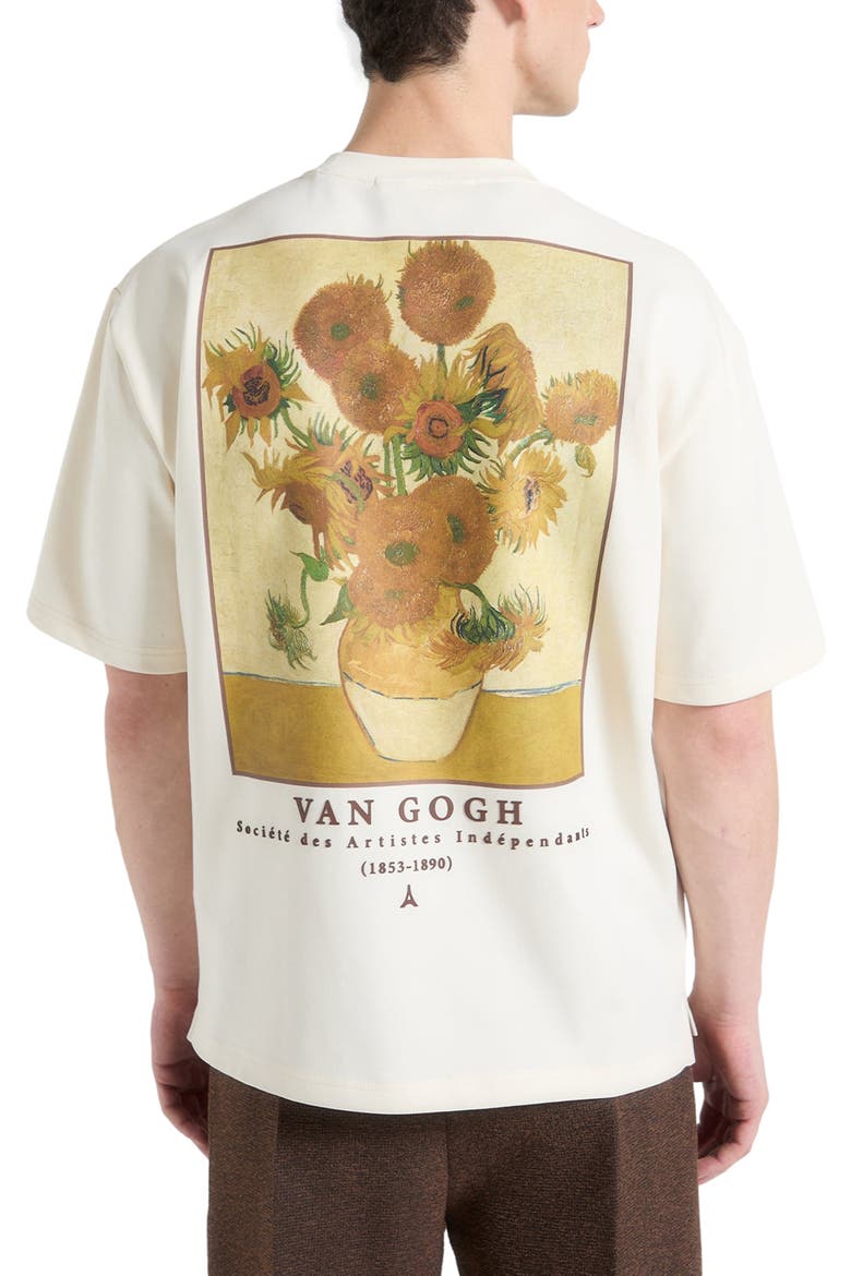 Sunflowers Van Gogh Cotton T-Shirt, Alternate, color, Cream
