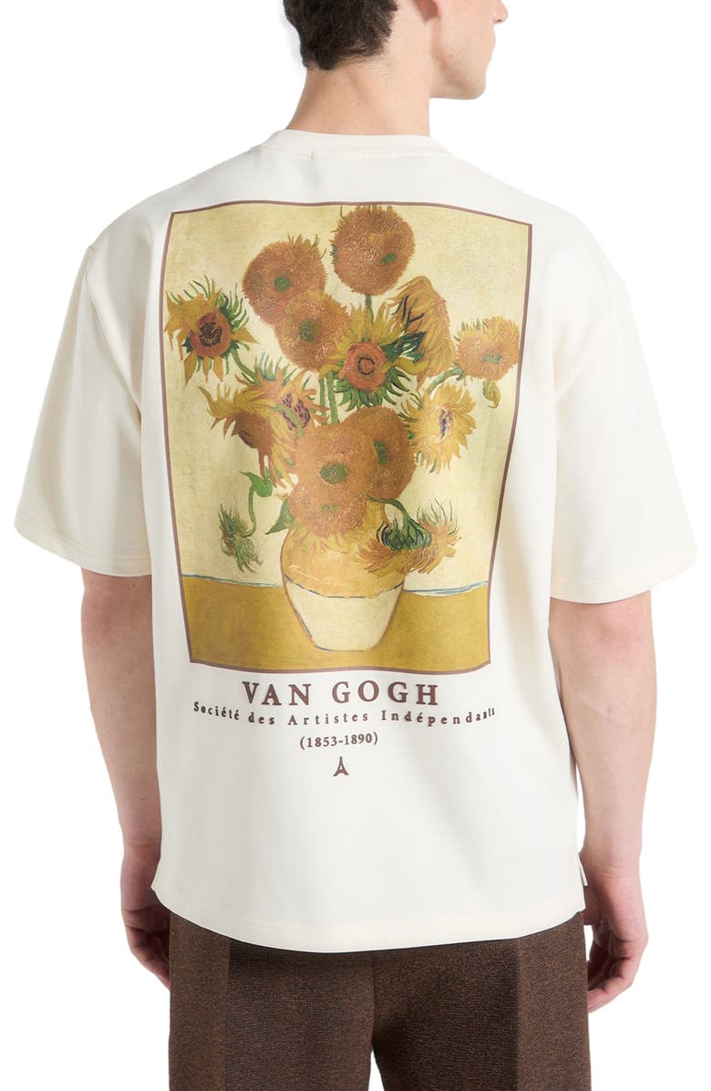 Manière De Voir Sunflowers Van Gogh Cotton T-Shirt, Alternate, color, Cream