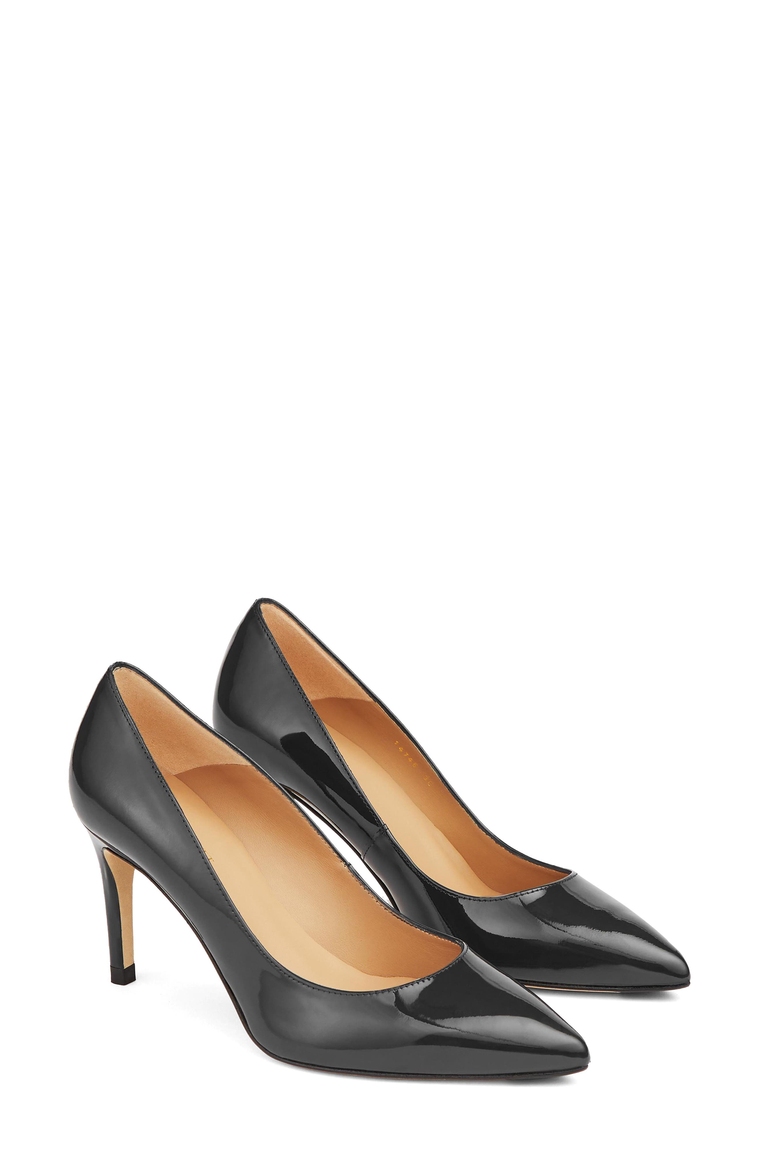LK Bennett Floret Pointed Toe Pump, Main, color, Black Smooth