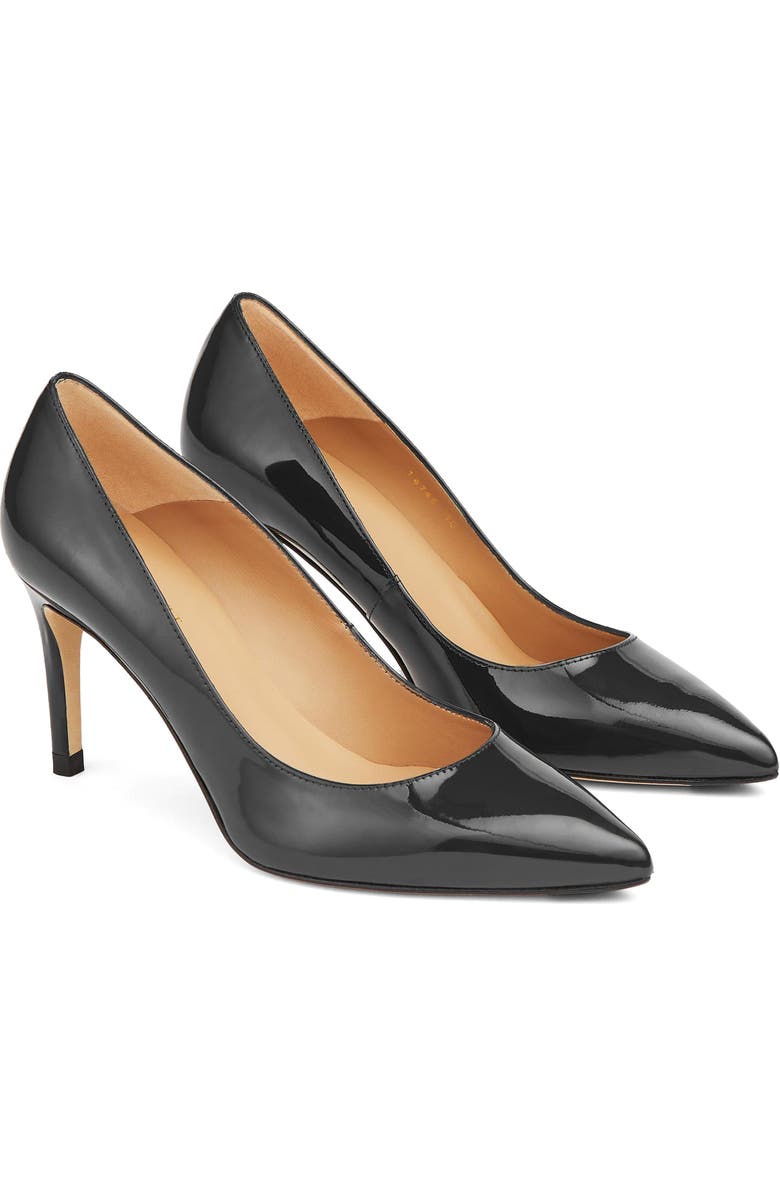 LK Bennett Floret Pointed Toe Pump, Main, color, Black Smooth