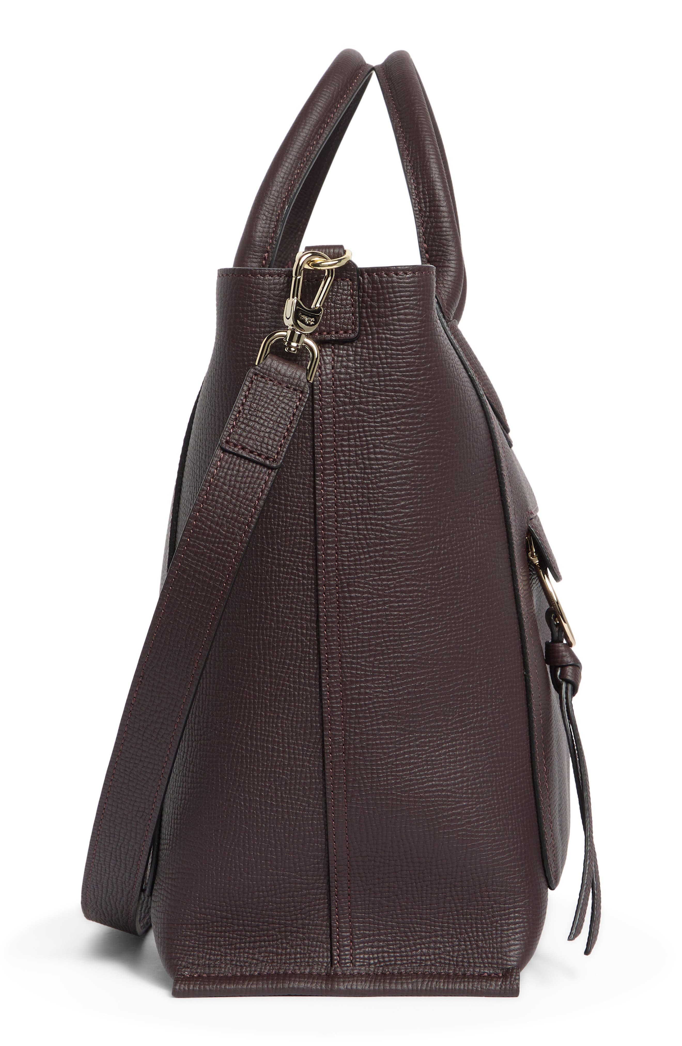 Longchamp Leather Briefcase, Alternate, color, Eggplant