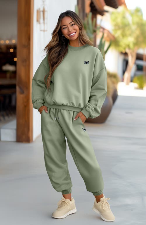 Dalix Butterfly Midweight Fleece Crewneck Sweatsuit