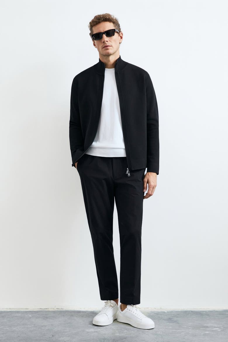 Men's Two-way Zip Mock Neck Knit Cardigan, Alternate, color, Black