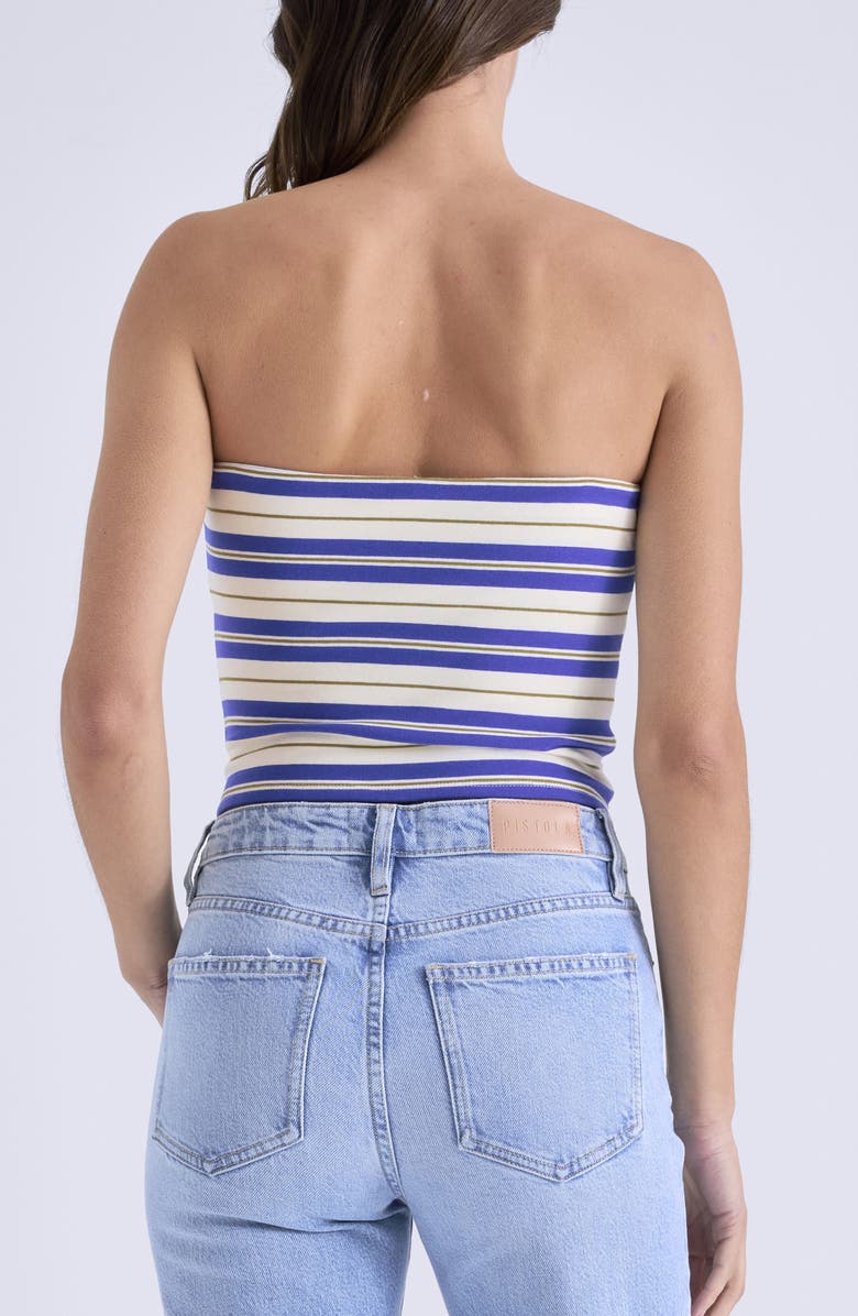 Pistola Beverly Stripe Cotton Blend Strapless Top, Alternate, color, Egptian Blue Stripe