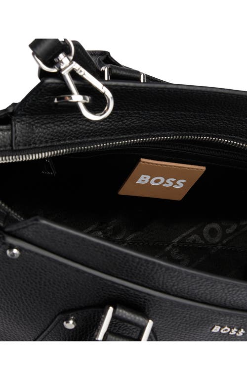 Hugo Boss Boss Small Ivy Leather Shoulder Bag In Black