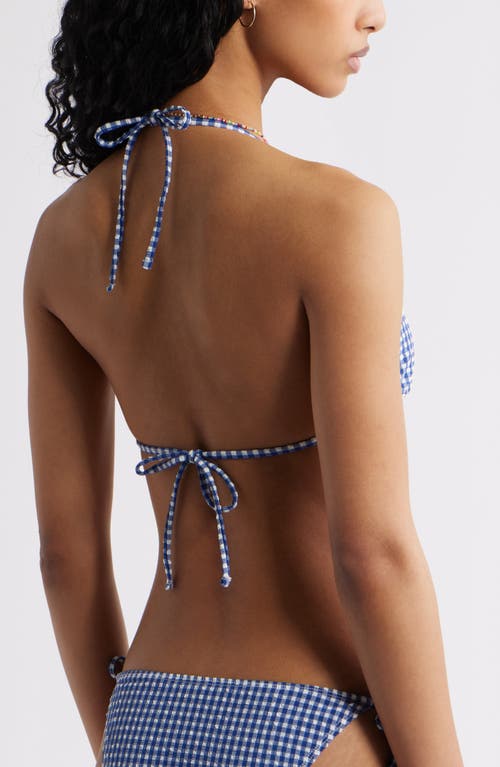 Bp. Gingham Classic Triangle Bikini Top In Blue