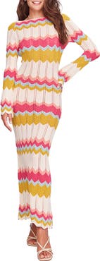 Capittana Piper Long Sleeve Herringbone Pointelle Cover-Up Sweater Dress