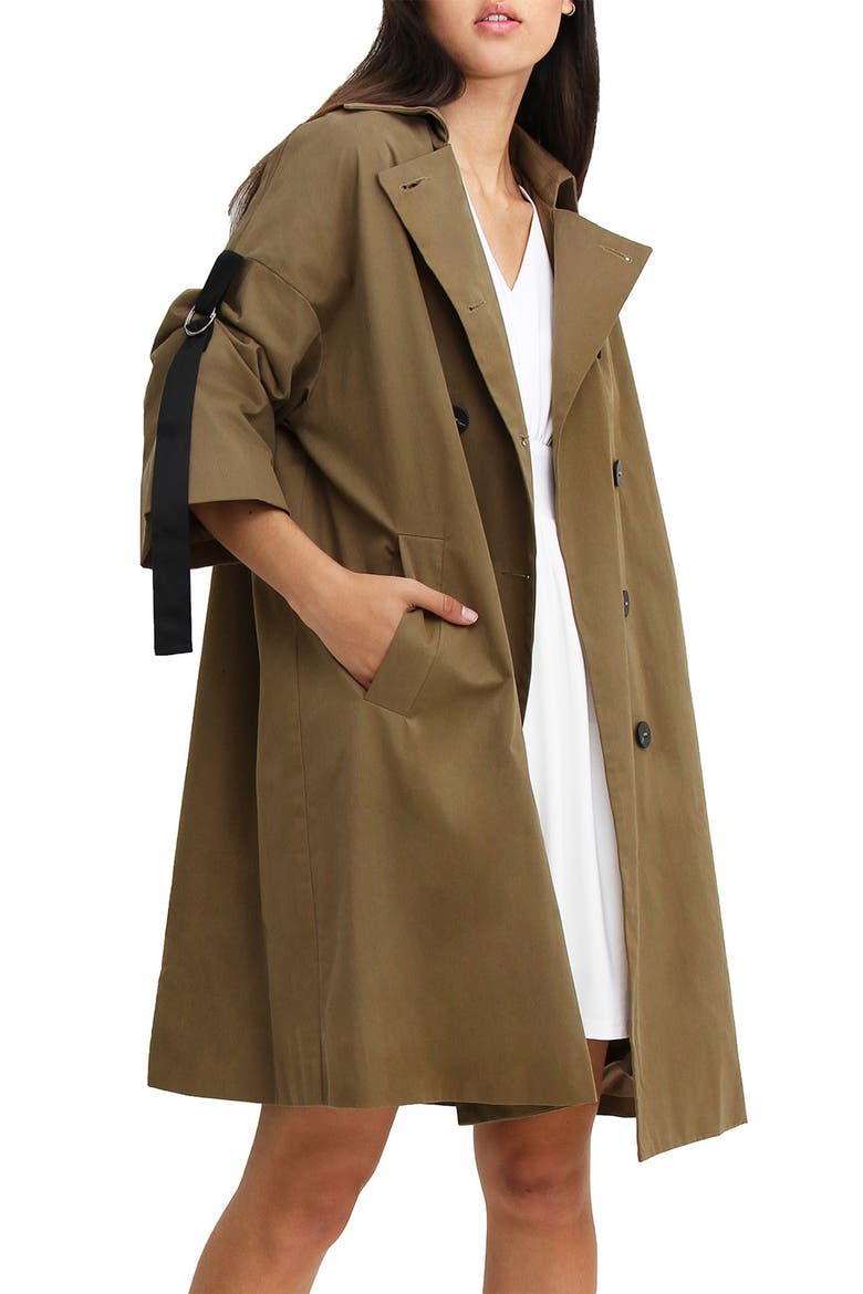 BELLE AND BLOOM Russian Romance Trench Coat, Main, color, MILITARY