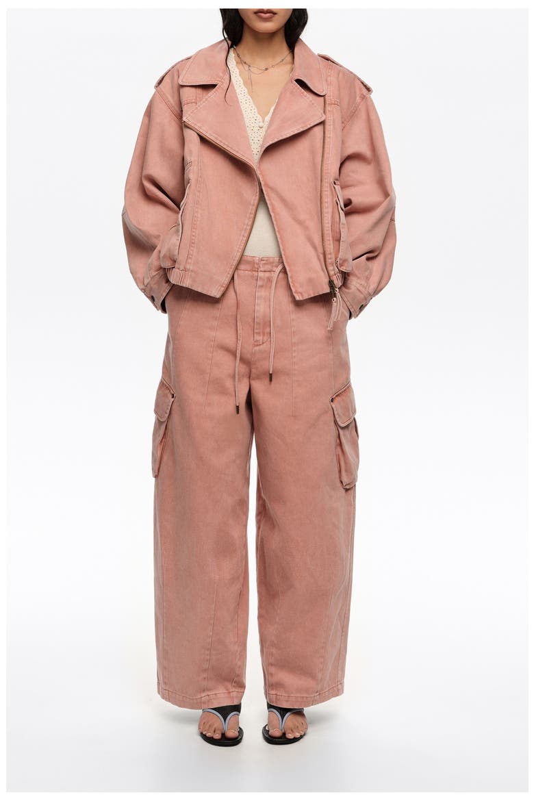 Denim double-breasted jacket, Main, color, PEACH