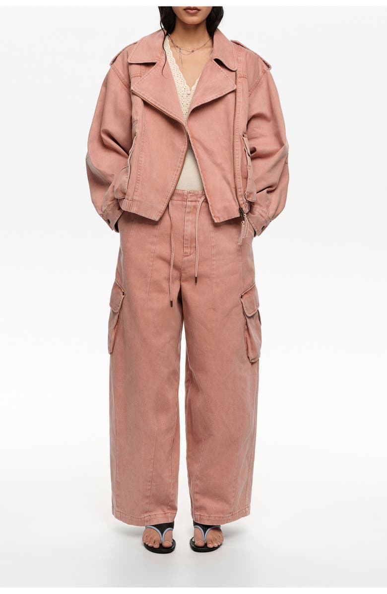 Bimba y Lola Denim double-breasted jacket, Main, color, Peach