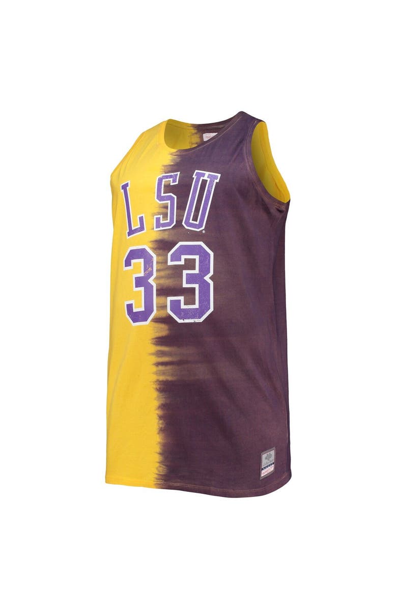 Mitchell & Ness Men's Mitchell & Ness Shaquille O'Neal Purple/Gold LSU Tigers Big & Tall Player Tie-Dye Jersey, Alternate, color, 