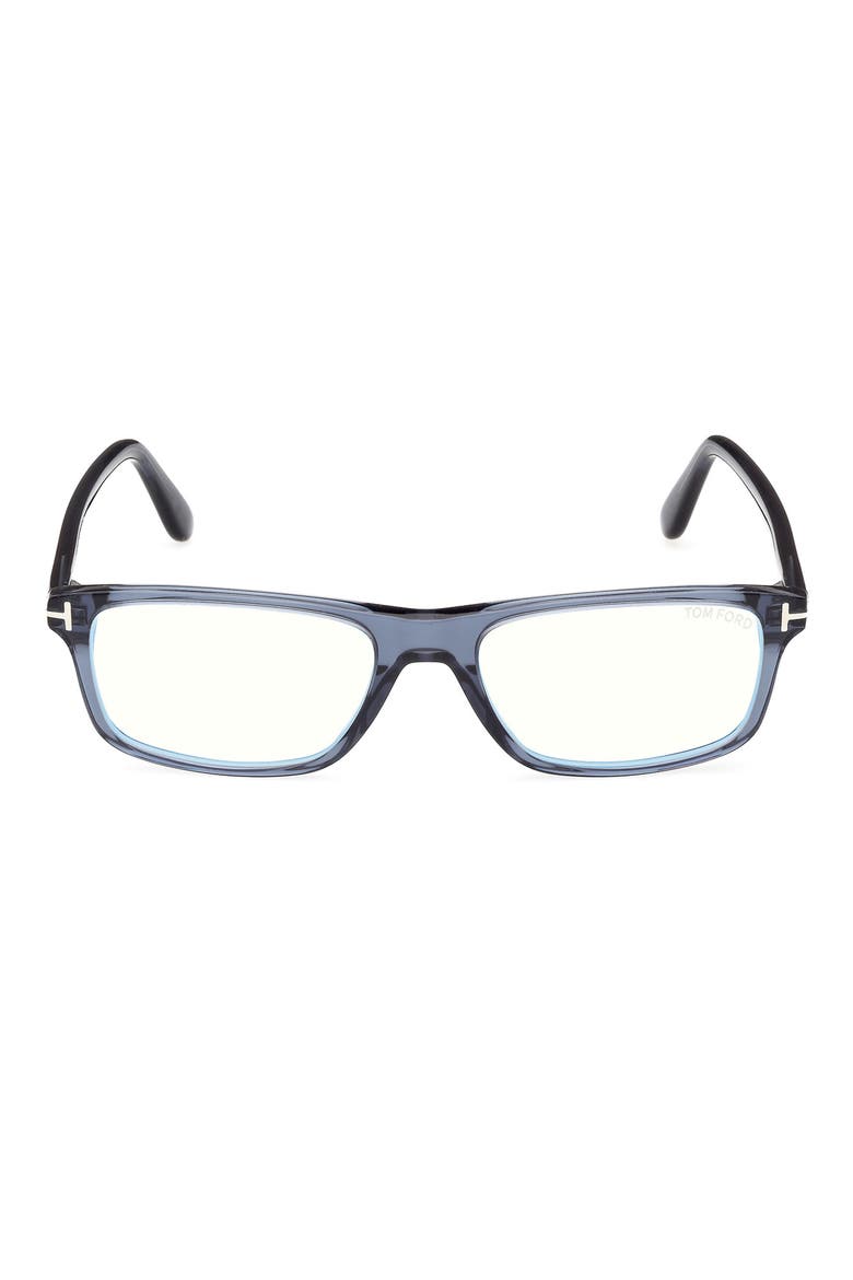 53mm Rectangular Blue Light Blocking Glasses, Main, color, SHINY TRANSPARENT NAVY BLUE