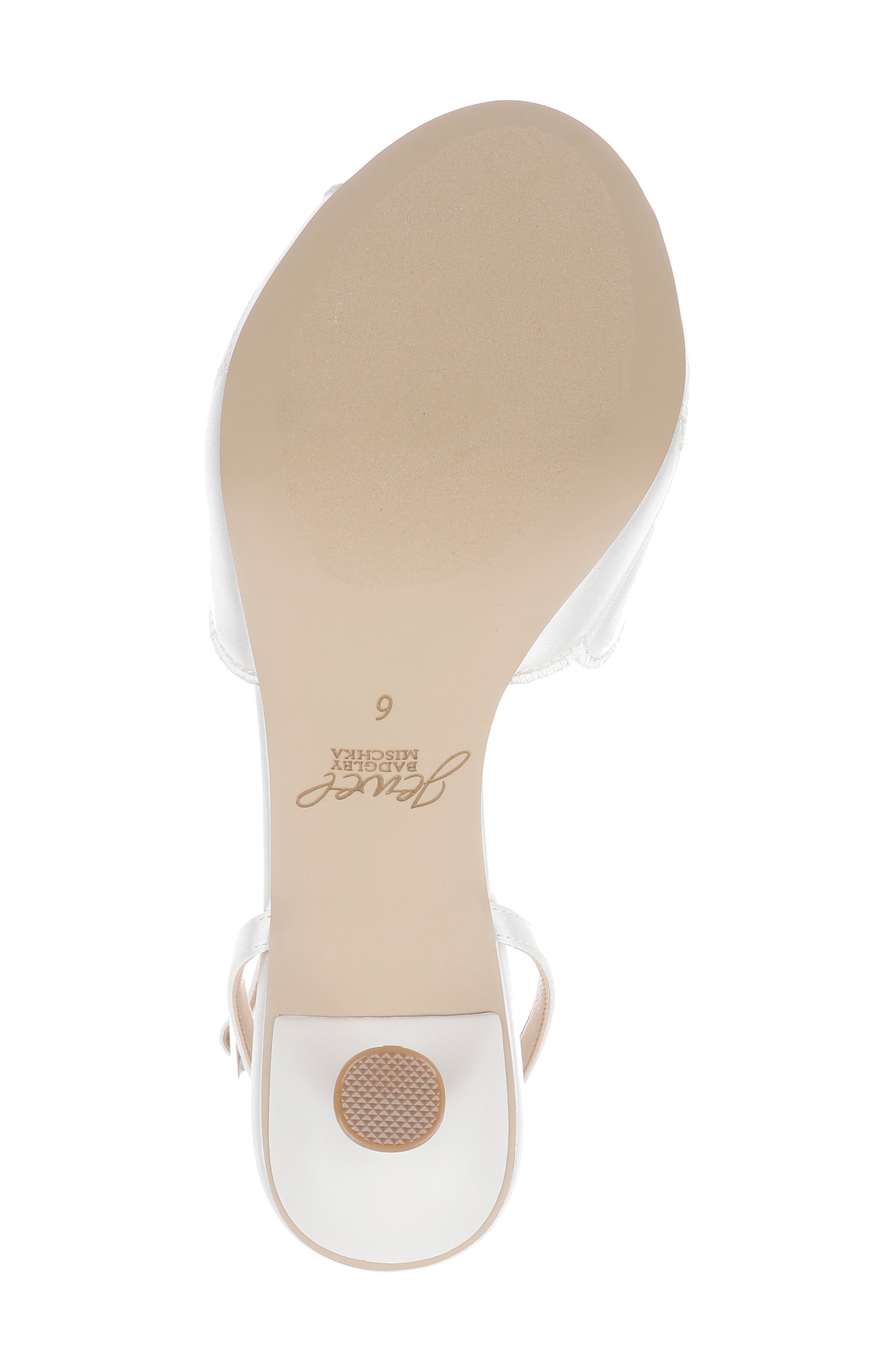 Jewel Badgley Mischka Paradise Ankle Strap Sandal, Alternate, color, Ivory Satin