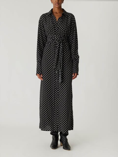 Polka Dot Silky Wrap Dress