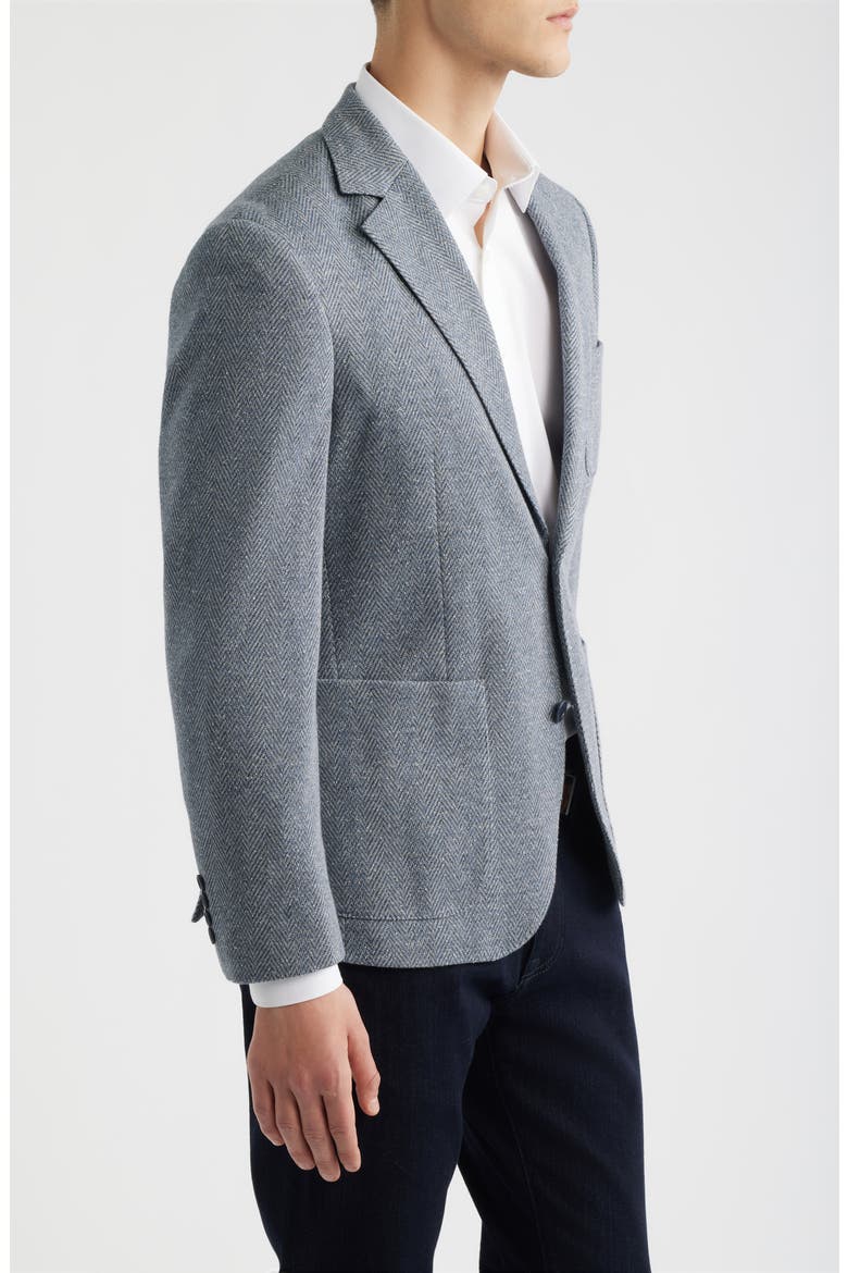 Henrik Trim Fit Grey Herringbone Knit Cotton Blend Sport Coat, Alternate, color, GREY OSCAR HERRINGBONE