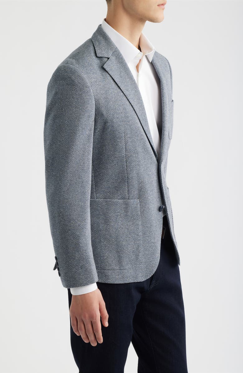 Nordstrom Henrik Trim Fit Grey Herringbone Knit Cotton Blend Sport Coat, Alternate, color, Grey Oscar Herringbone
