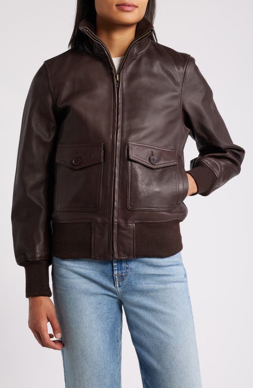 Schott NYC Leather Flight Jacket in Brown 