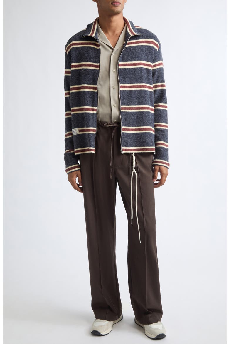 Striped Zip Up Funnel Neck Jacket, Alternate, color, NAVY