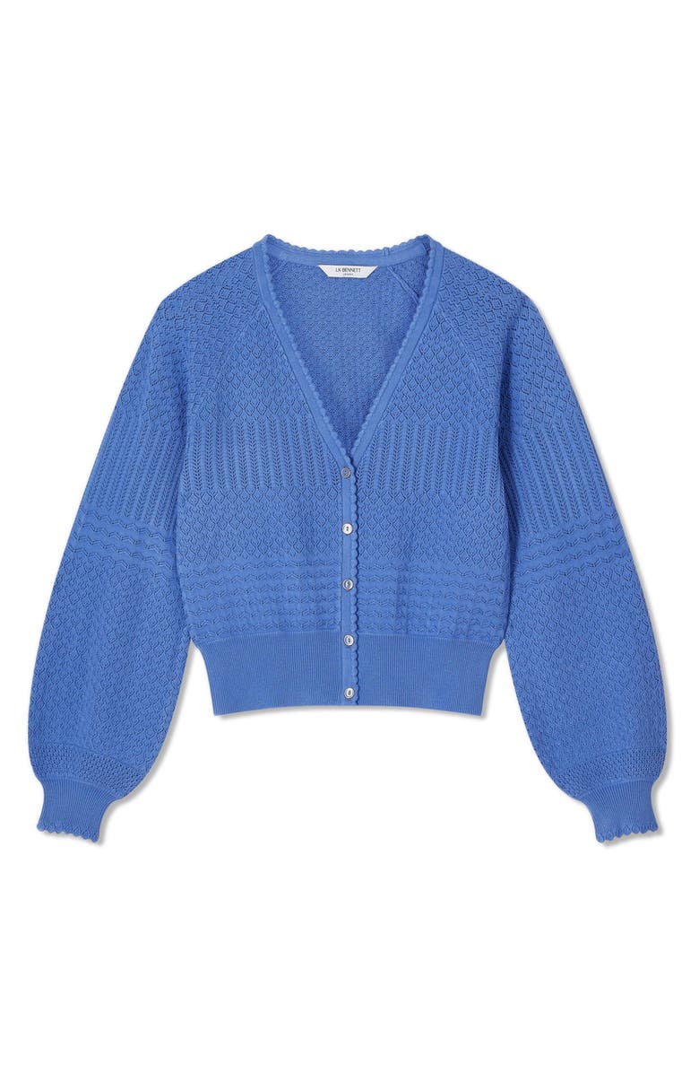LK Bennett Penelope Bell Sleeve Cardigan, Alternate, color, Blue