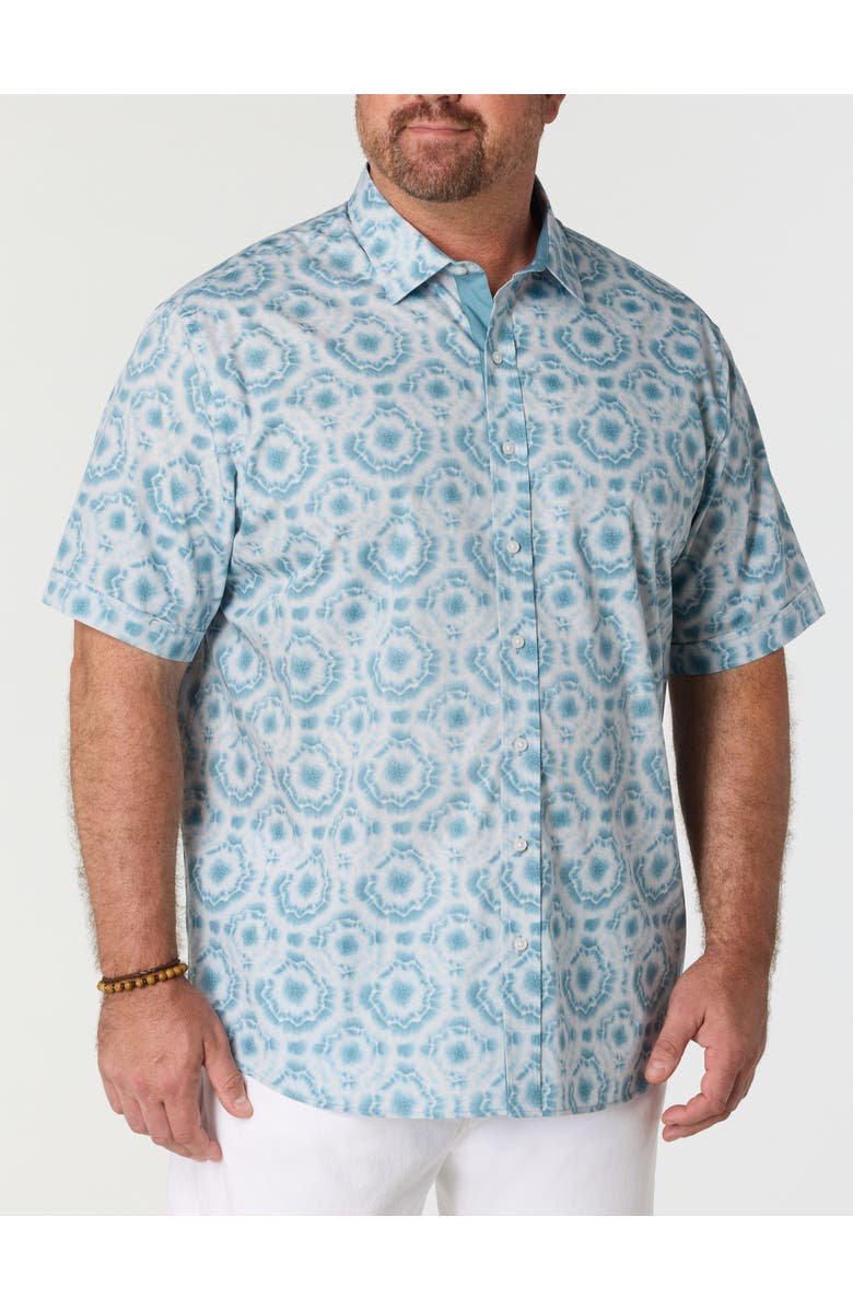 Synrgy by DXL Big & Tall Tonal Tie Dye Sport Shirt, Main, color, Adriatic Blue