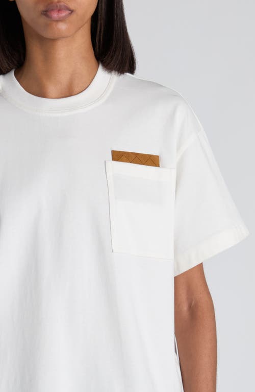 Bottega Veneta Pima Cotton Pocket T-shirt With Intrecciato Suede Patch In White