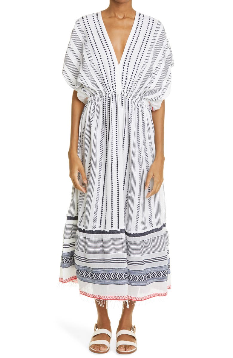 lemlem Yeshi Plunge Neck Cover-Up Dress, Main, color, 