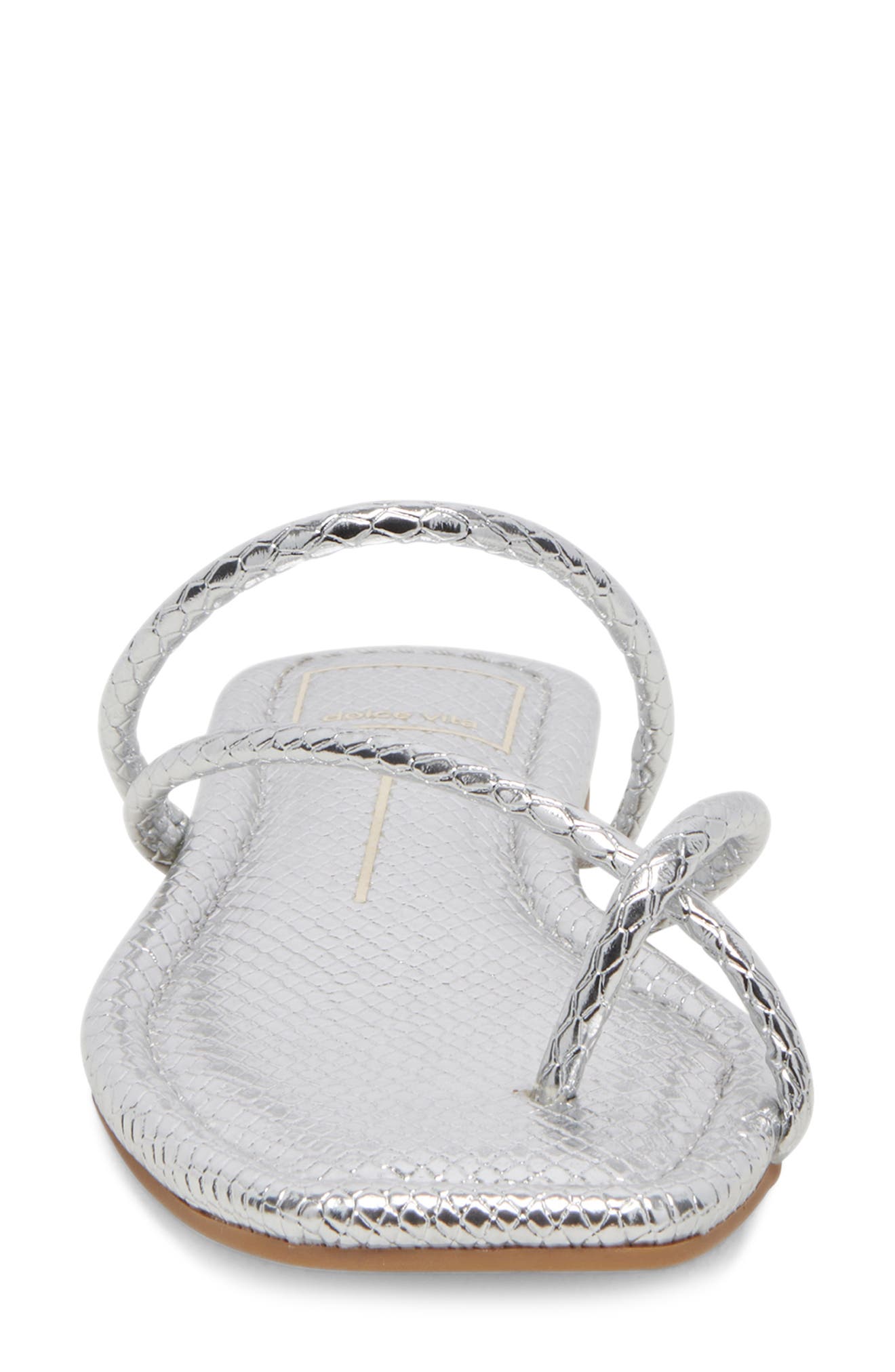 Dolce Vita Leanna Slide Sandal, Alternate, color, Silver Embossed Leat