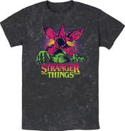 Stranger Things Mens Stranger Things Demogorgon Neon Pixel Logo T Shirt