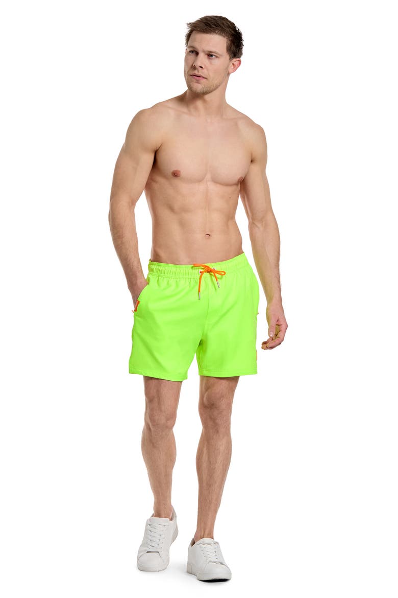 Neon Lucky Lime Swim Trunks, Alternate, color, GREEN