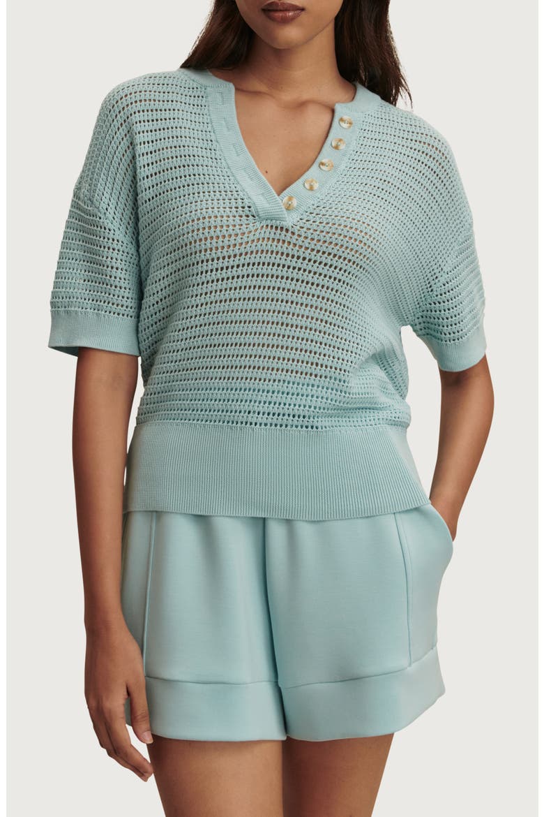 Callie Sheer Knit Cotton Top, Main, color, PORCELAIN BLUE